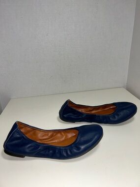 Lucky Brand Emmie 2 Blue Leather Slip On Ballet Flat